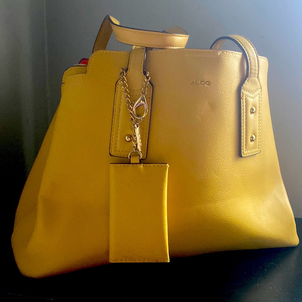 Aldo brand yellow with orange interior, medium size purse